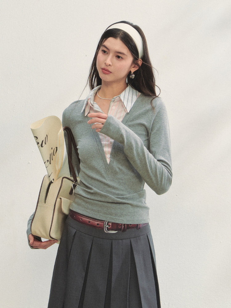 Fake Three-piece Contrast Color Polos
