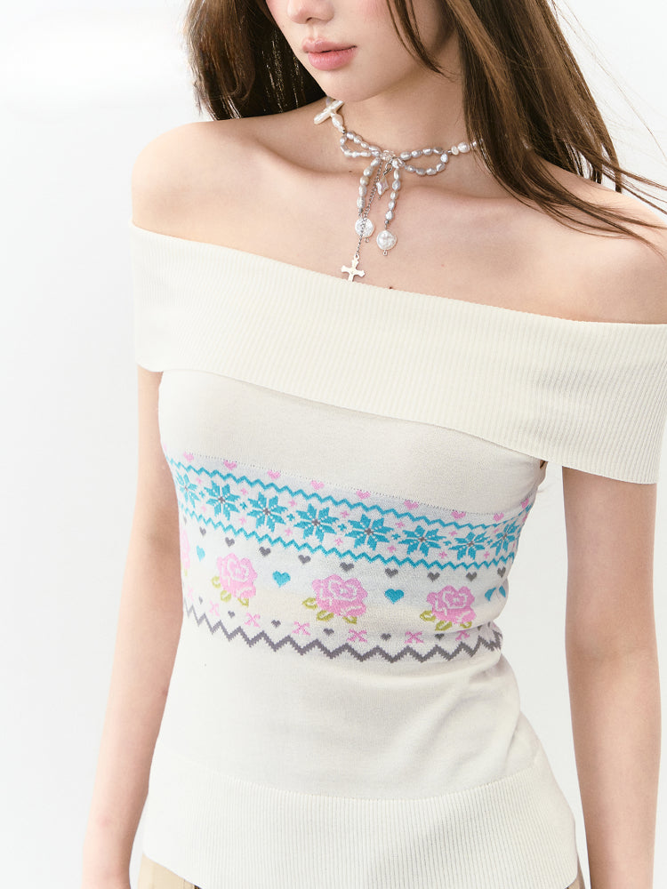 Floral Lace Off-Shoulder Vest