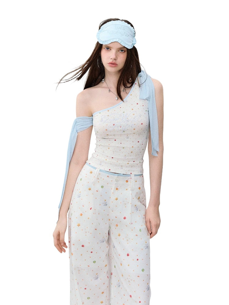 Printed One-Shoulder Top