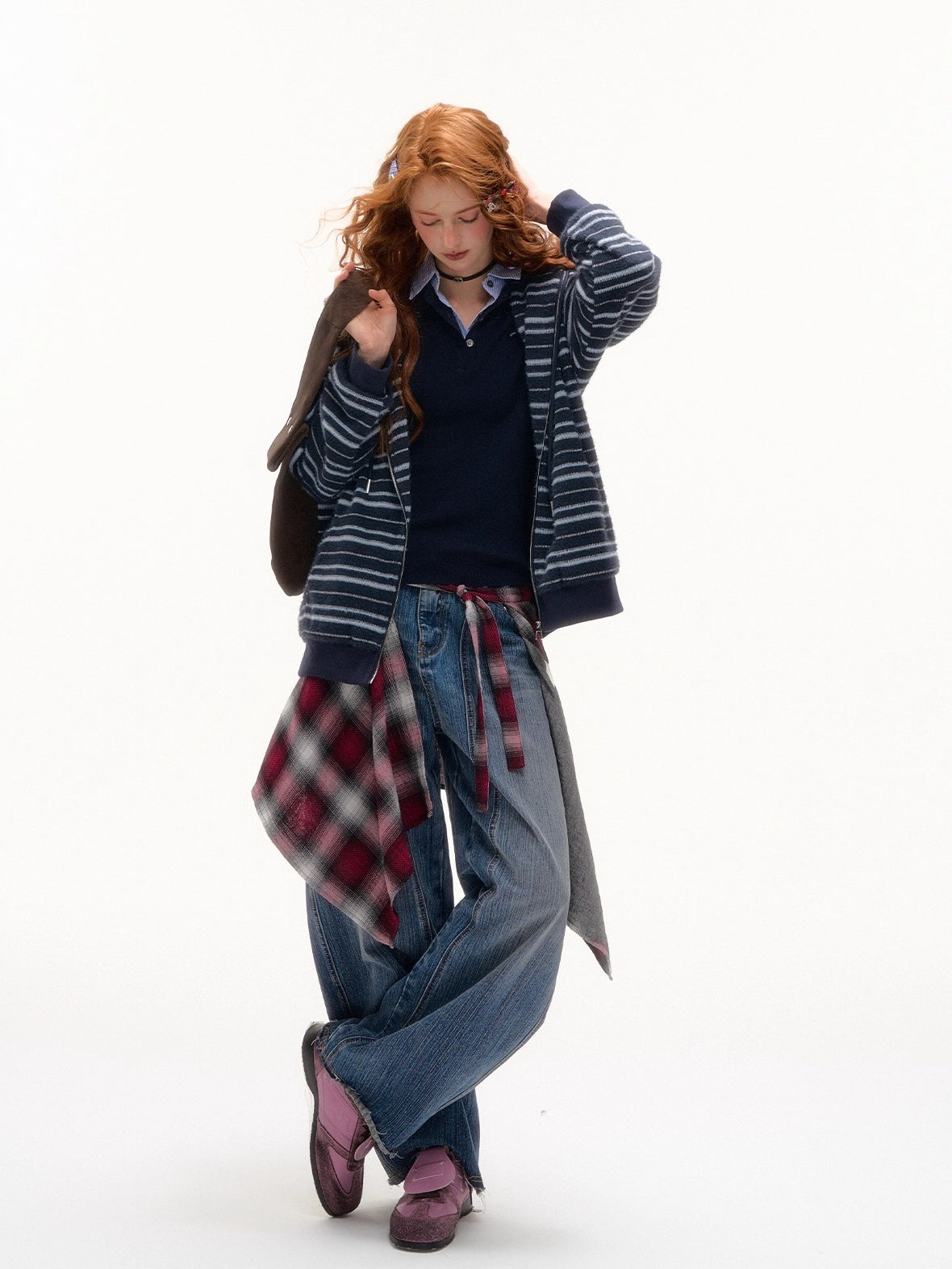 Striped Cat-Ear Hooded Jacket