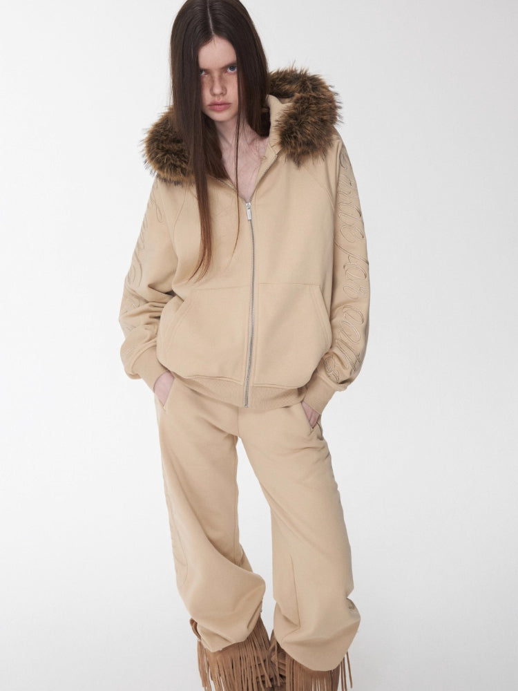 Script Embroidery Hoodie Sweat Set