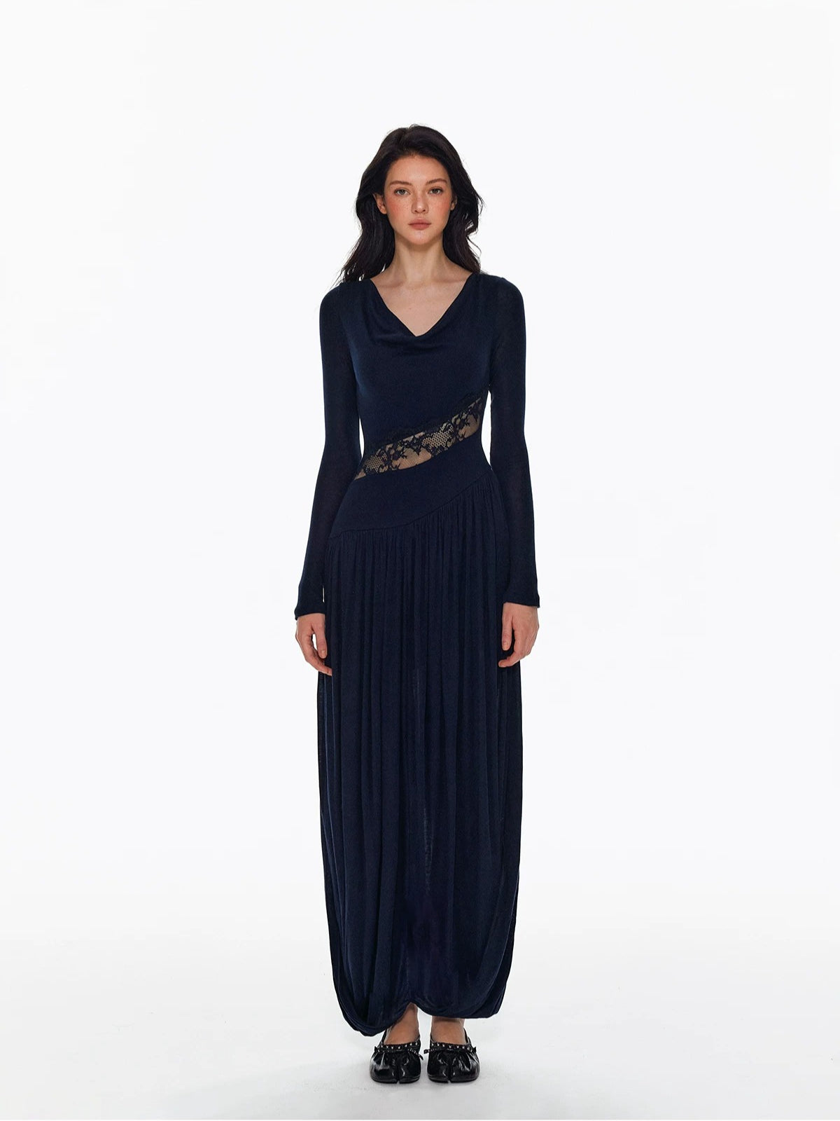 Tencel Wool Lace Waist Knit Dress