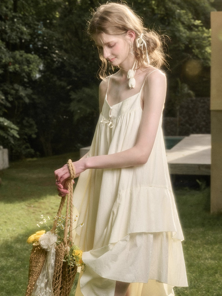 Washed Cotton Irregular Design Slip Dress