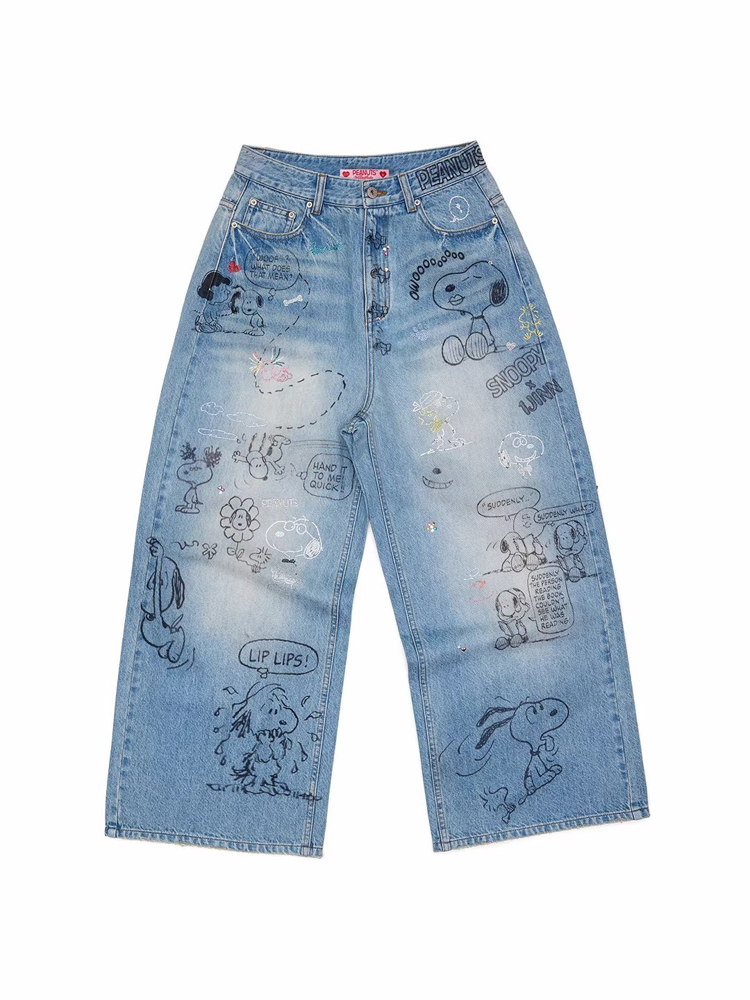 Graffiti Rhinestone Denim Pants