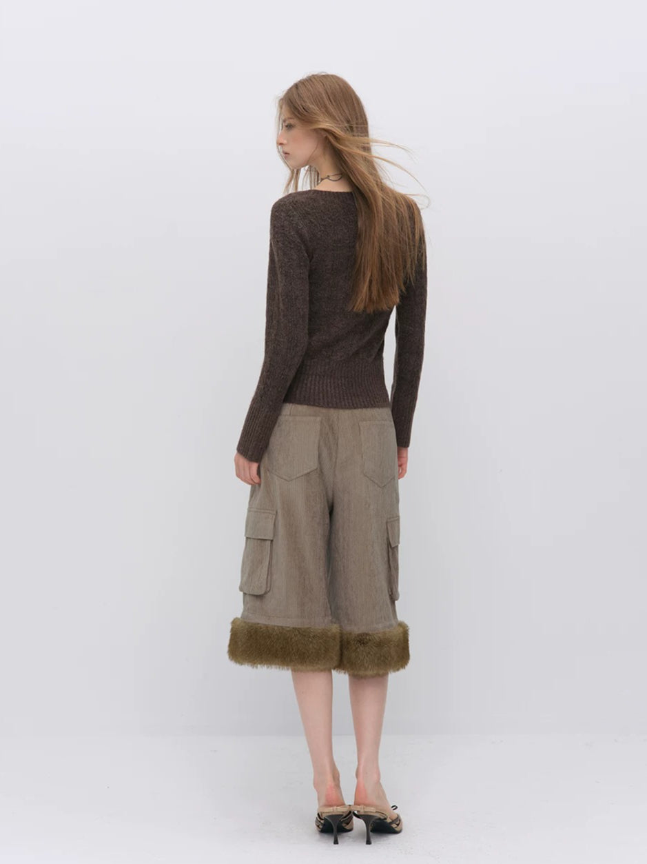 Cable-Knit V-Neck Cardigan