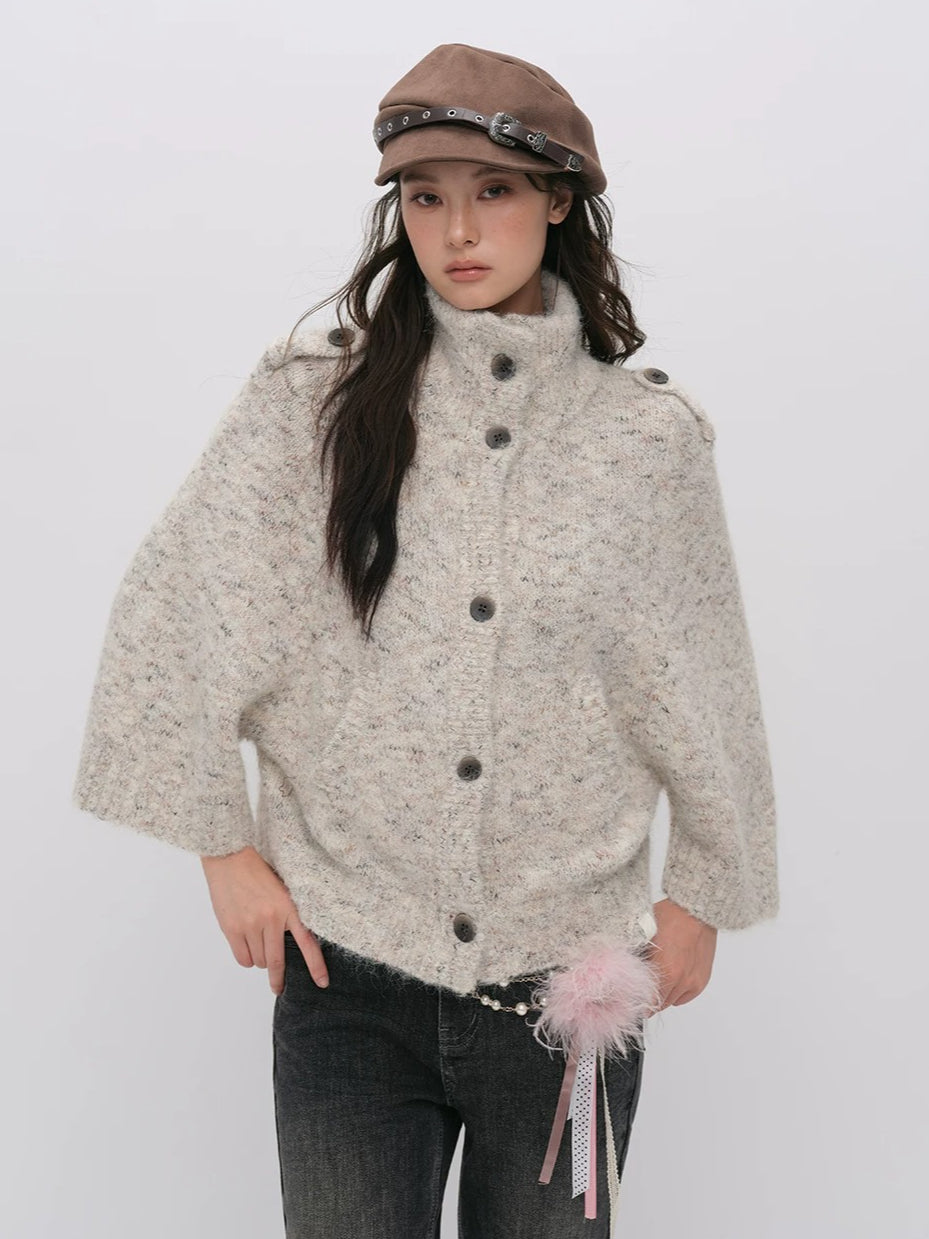 Vintage Mandarin-Collar Cardigan