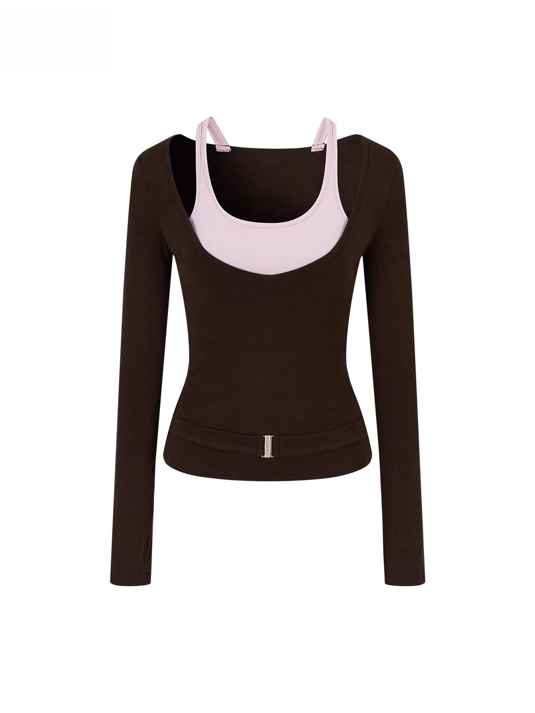 Contrast Belt Knit Top