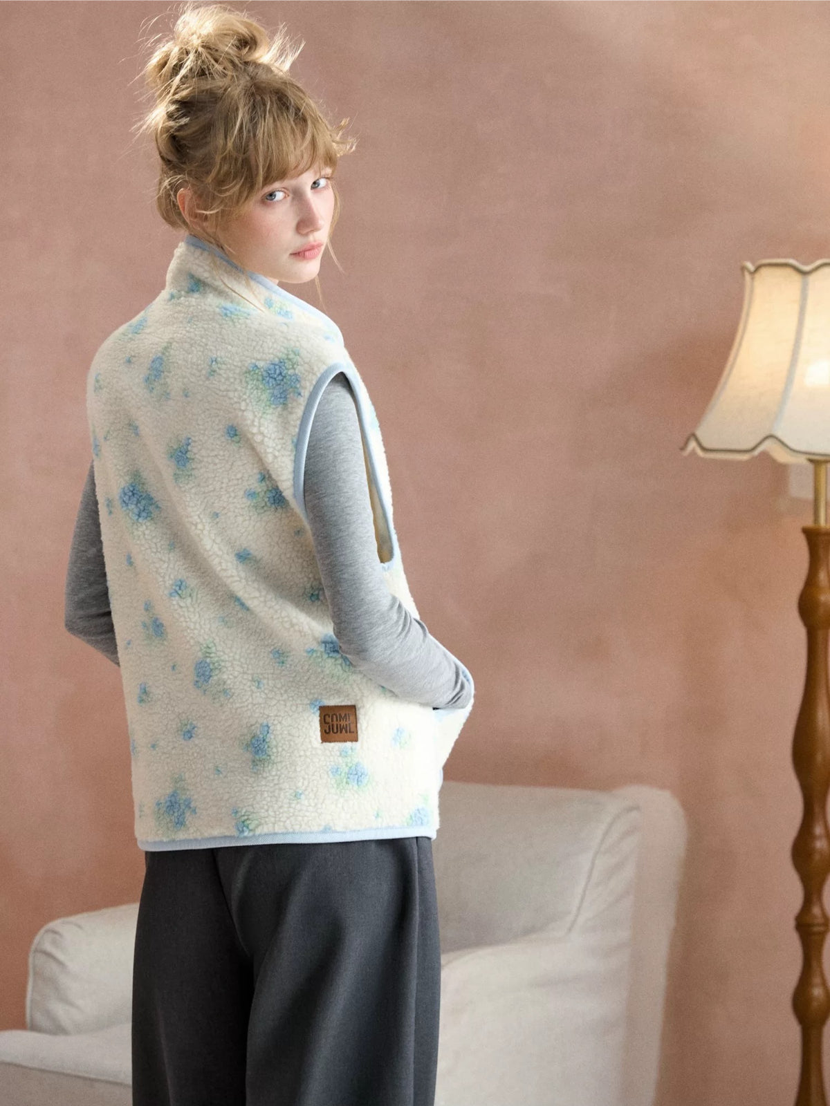 Floral Sherpa Fleece Vest