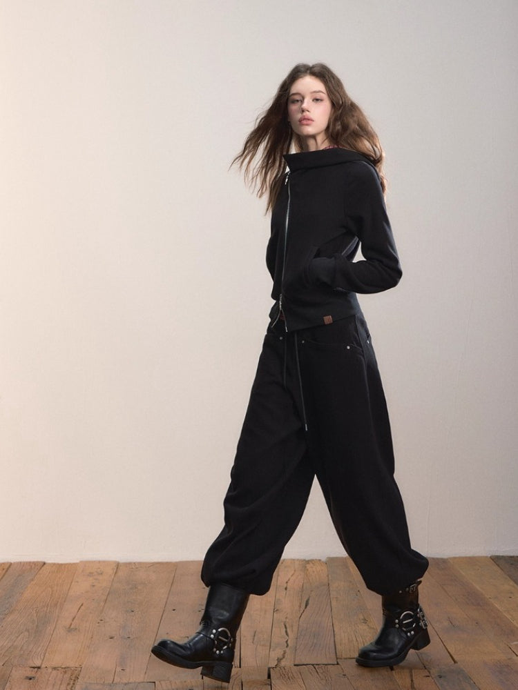 Contrast Waistband Pocket Casual Pants