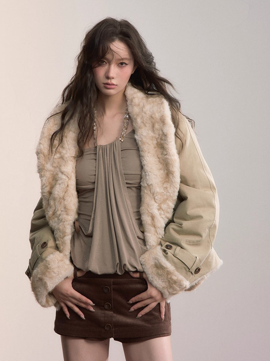 Reversible Eco-Faux Fur Toggle Coat