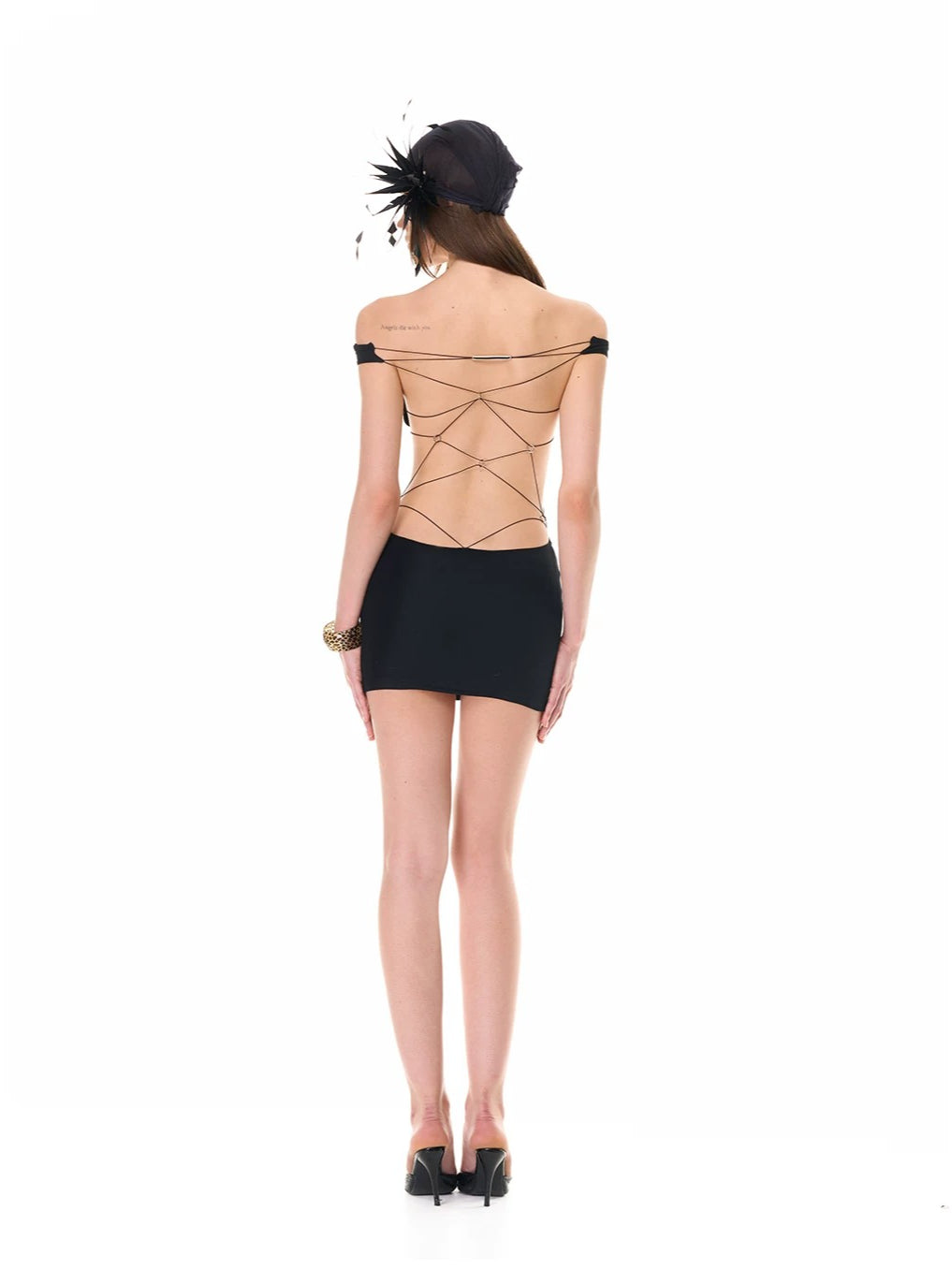 Black Lace-Up Halter Knit Dress