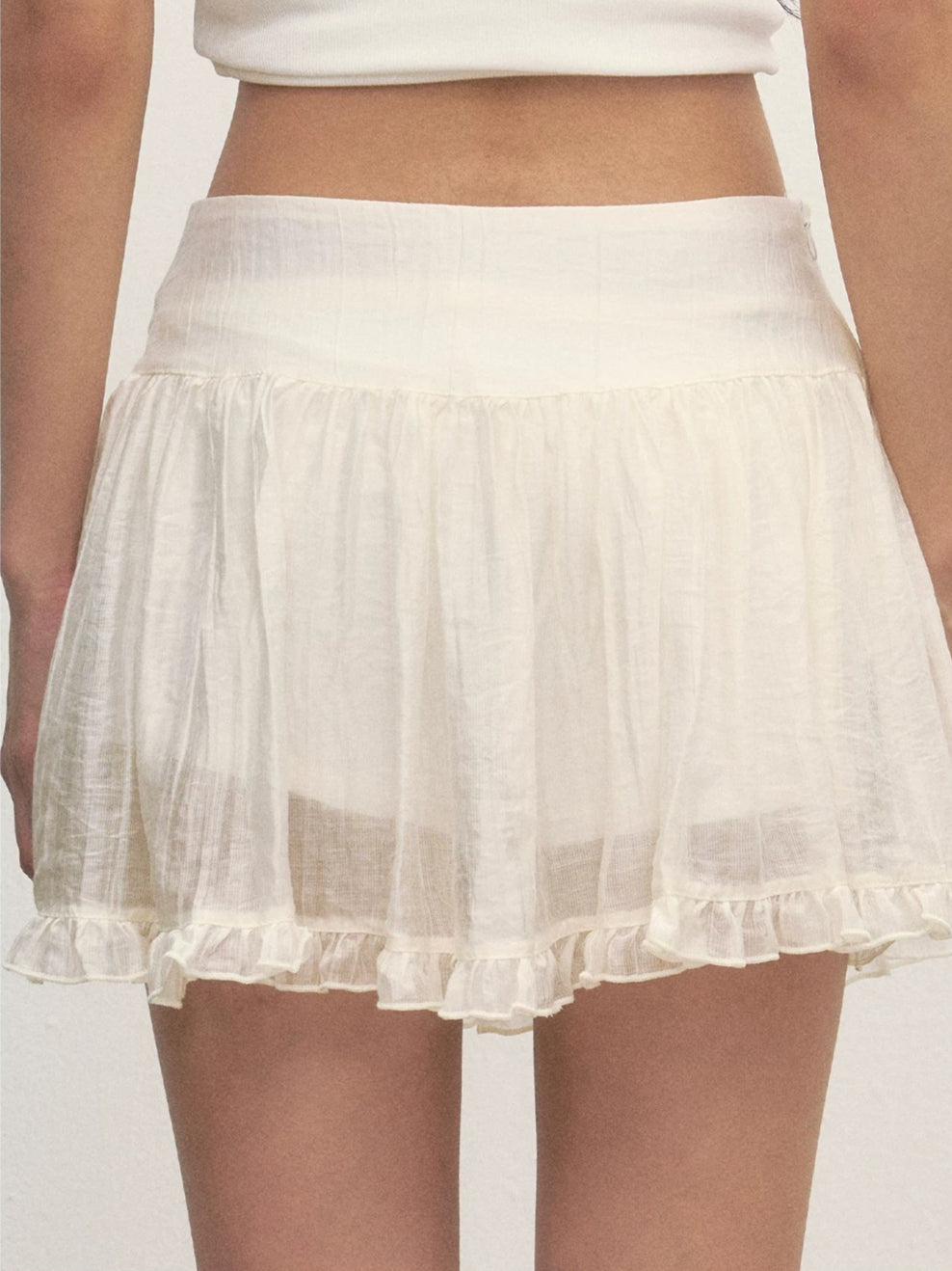 Apricot Ballet Ruffle Mini Skirt