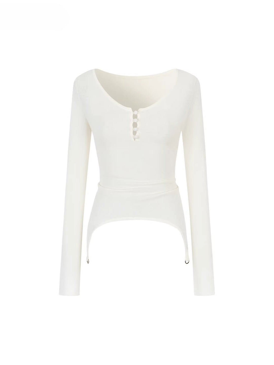 Sculpted Waist Wool Knit Blouse