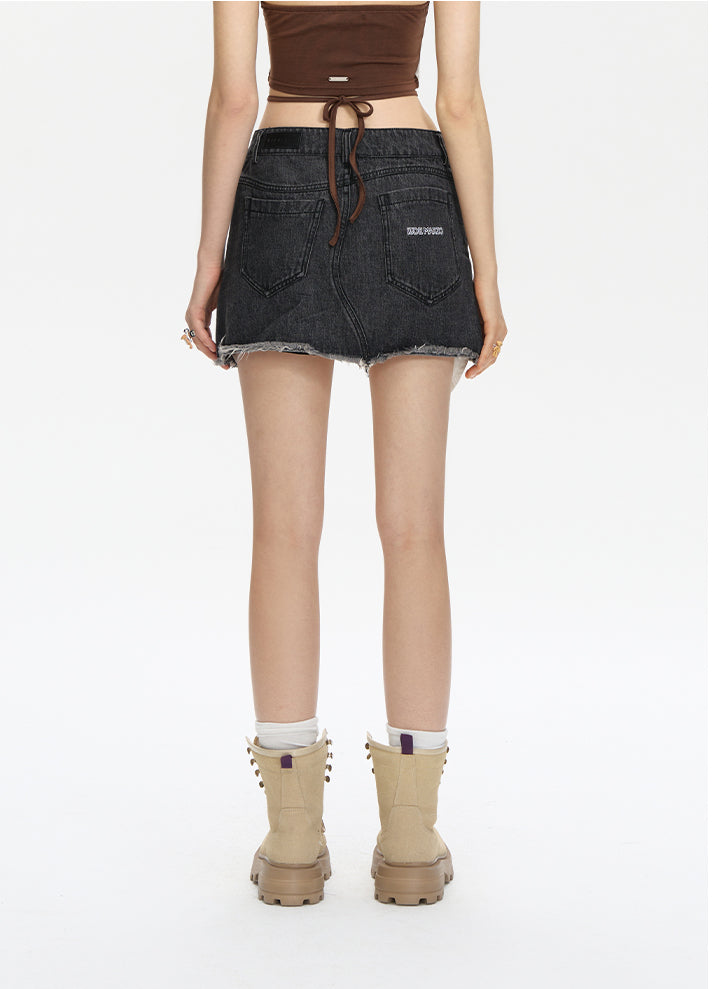 Bear Curved Denim Skirt