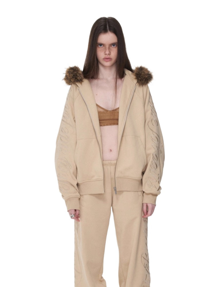 Script Embroidery Hoodie Sweat Set