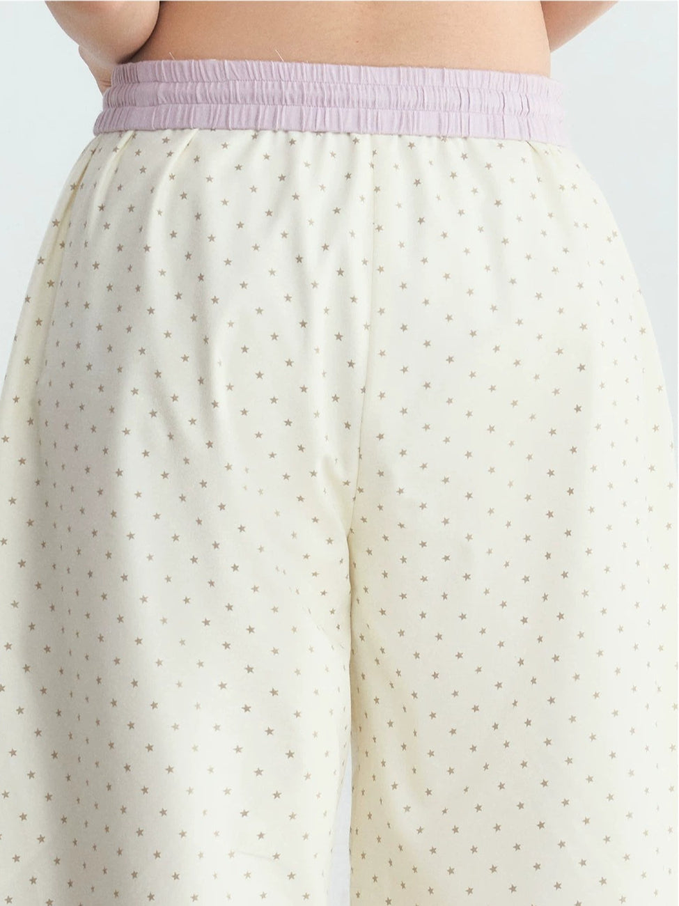 Apricot Star Printed Wide-Leg Pants