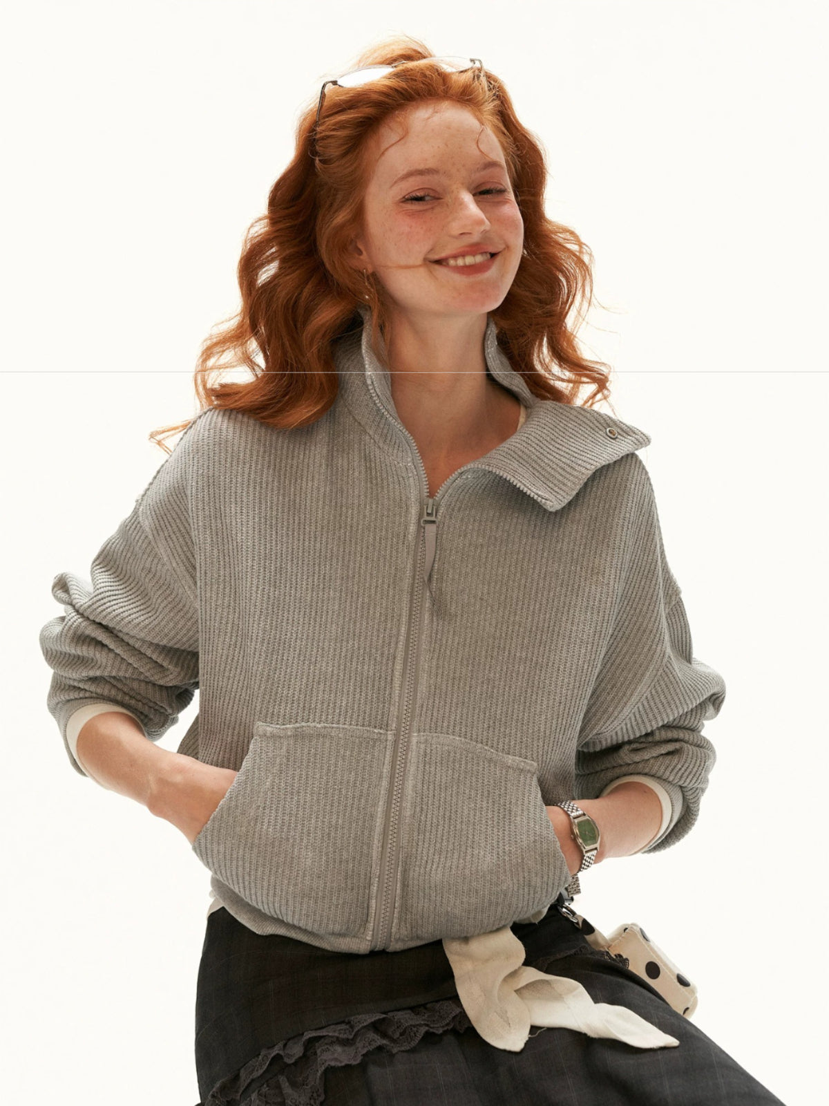 Structured Zip Knit Cropped Jacket