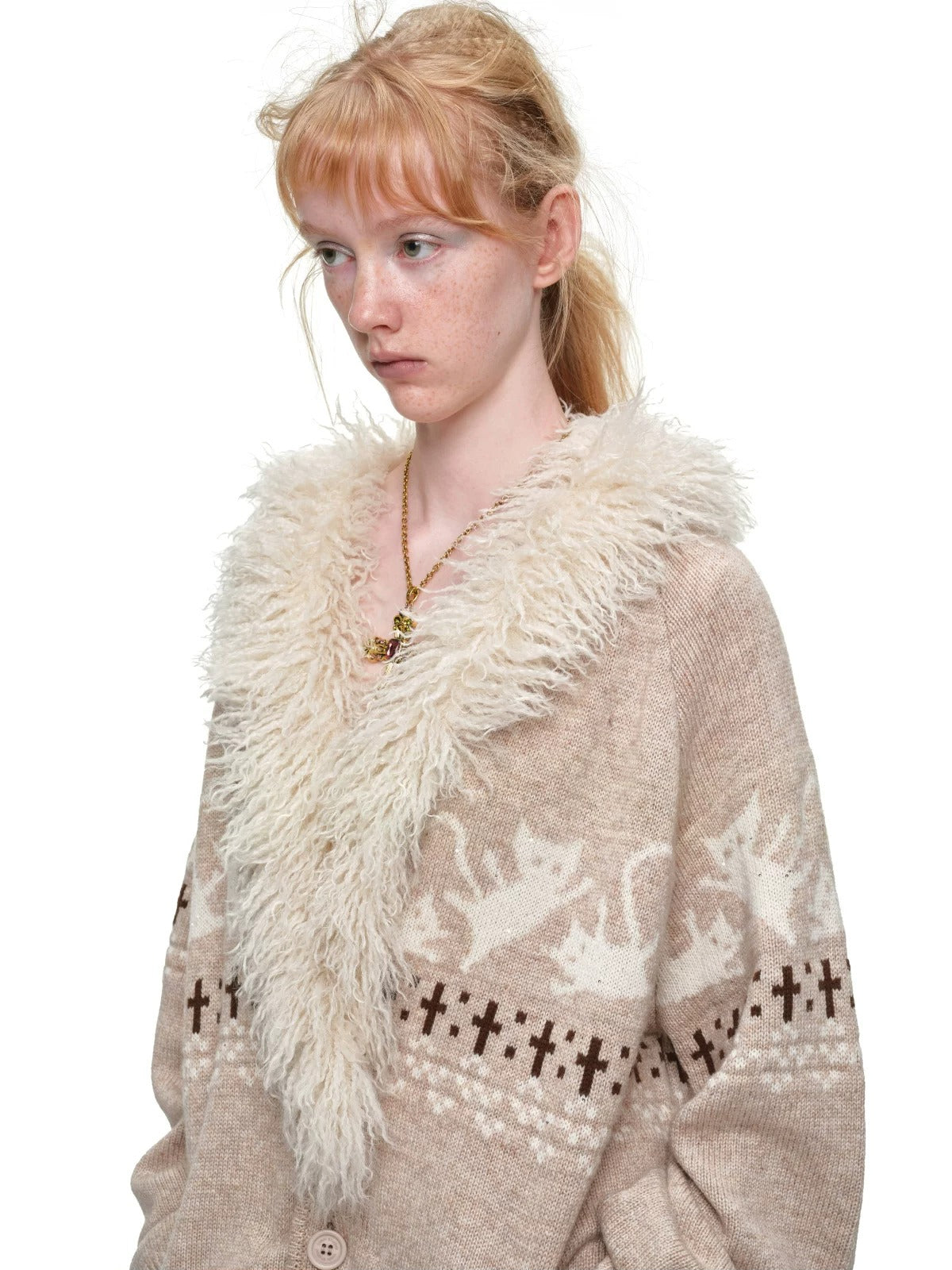Fair Isle Cat Jacquard Cardigan