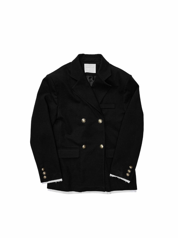 Black Contrast Layered Blazer