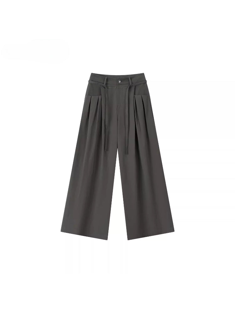 Pleated Straight-Leg Pants