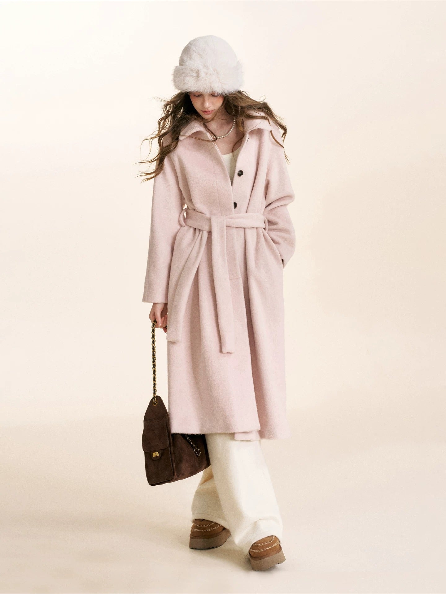 Pink Wool Blend Coat