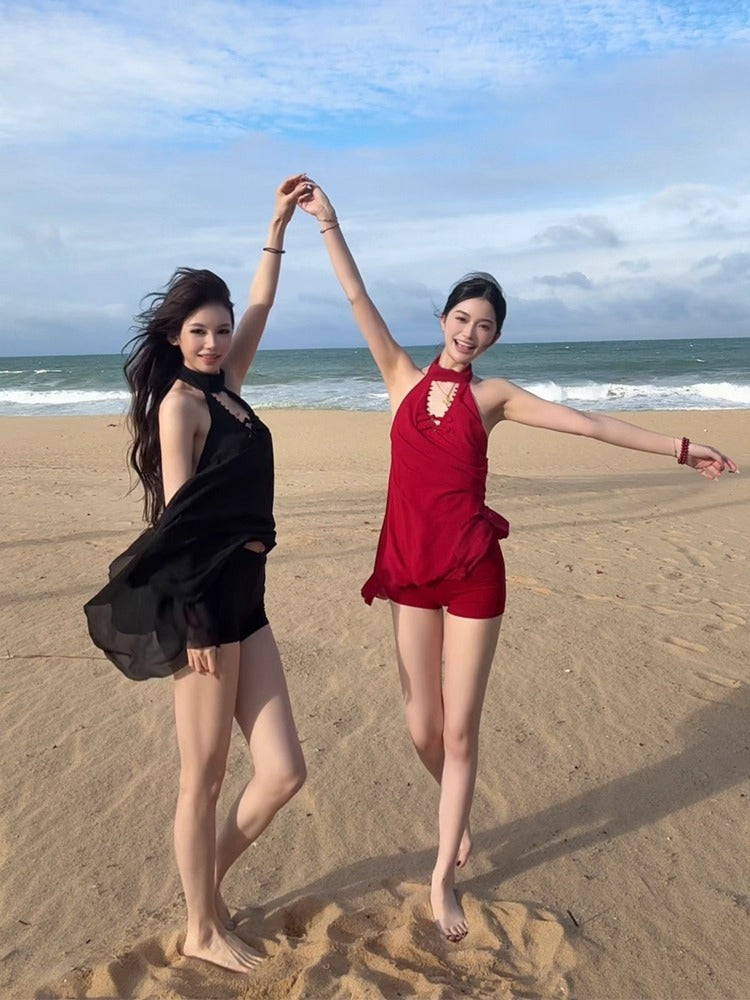 Vacation-Style Slim Halter Dress