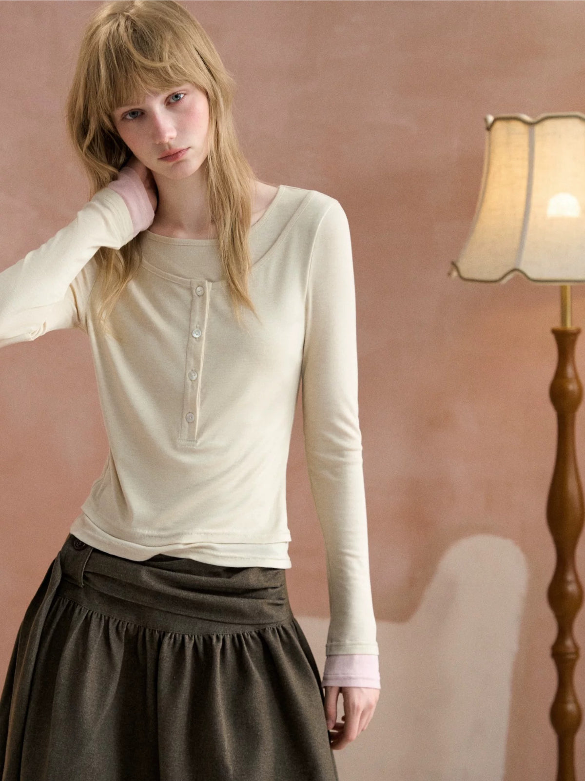 Contrast Cuff Layered Tee