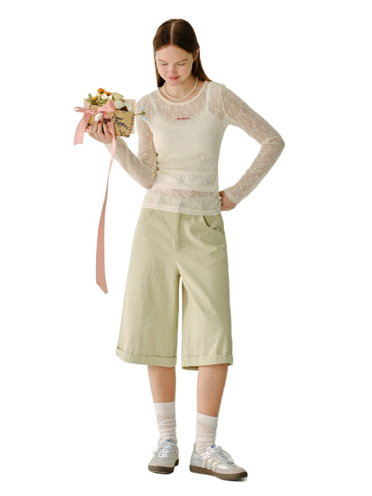 Pure Cotton Wide-Legged 5-Point Shorts