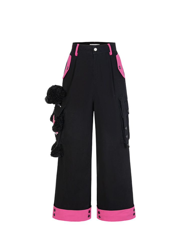 White & Black Bear Cargo Pants