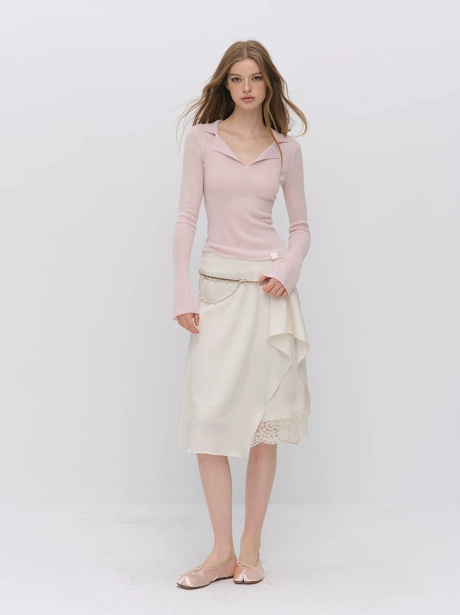 Asymmetric Satin Skirt