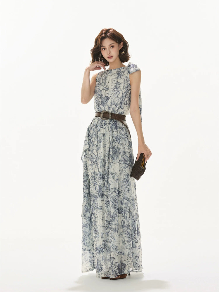 Forest Print Chiffon Dress