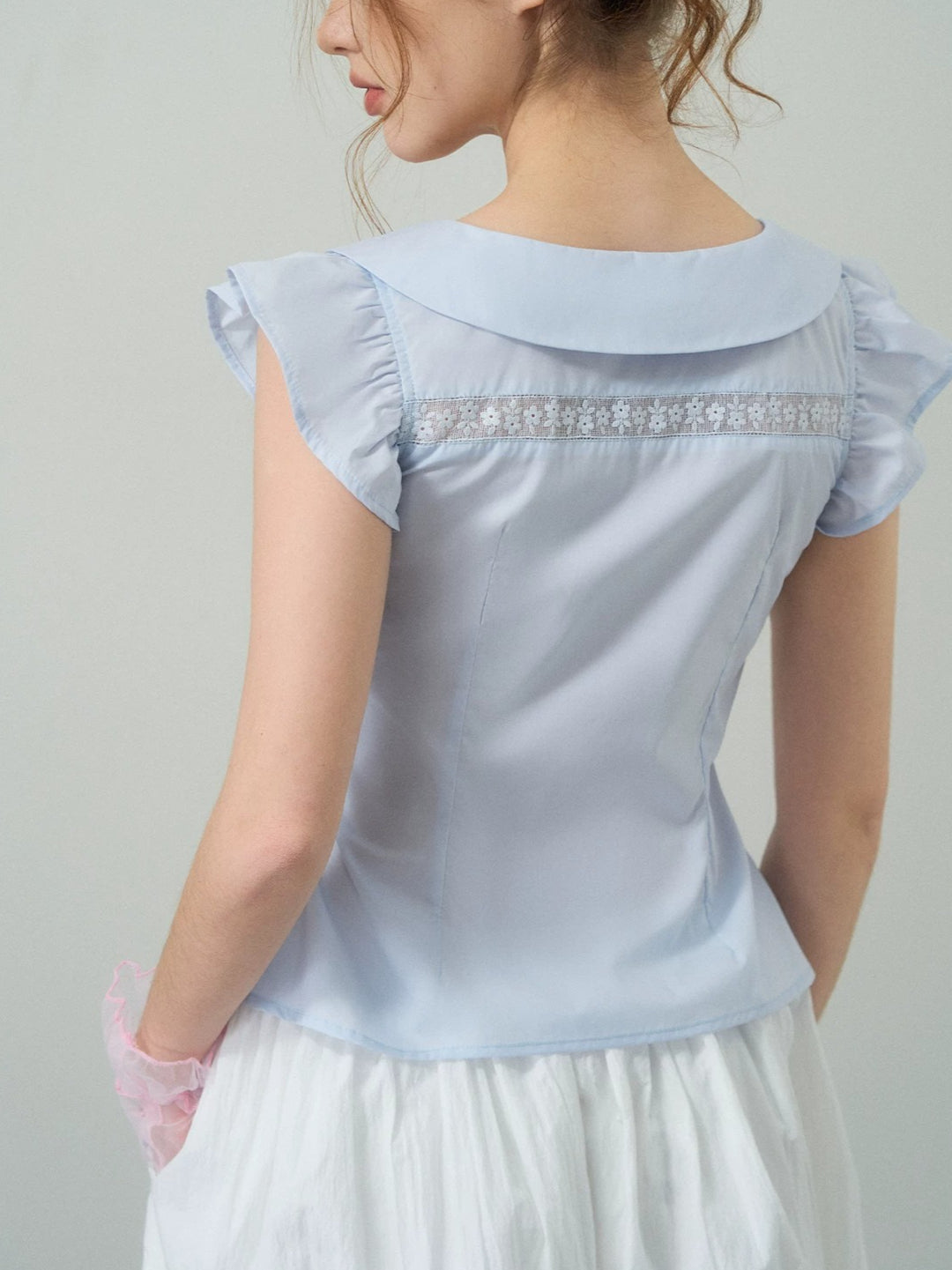 Blue Doll Collar Blouse
