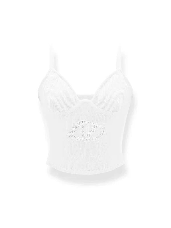 Pink & White Cutout Knitted Halter Top