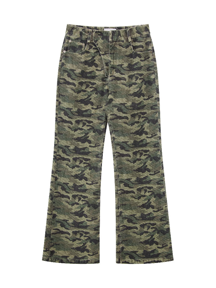 Camo Flared Wide Pants