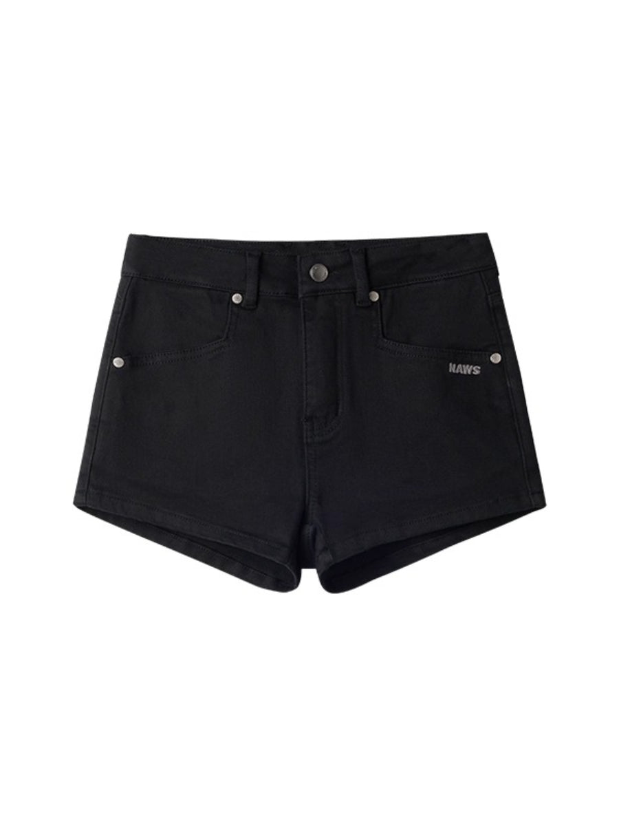 Black Sand Stretch Denim Shorts