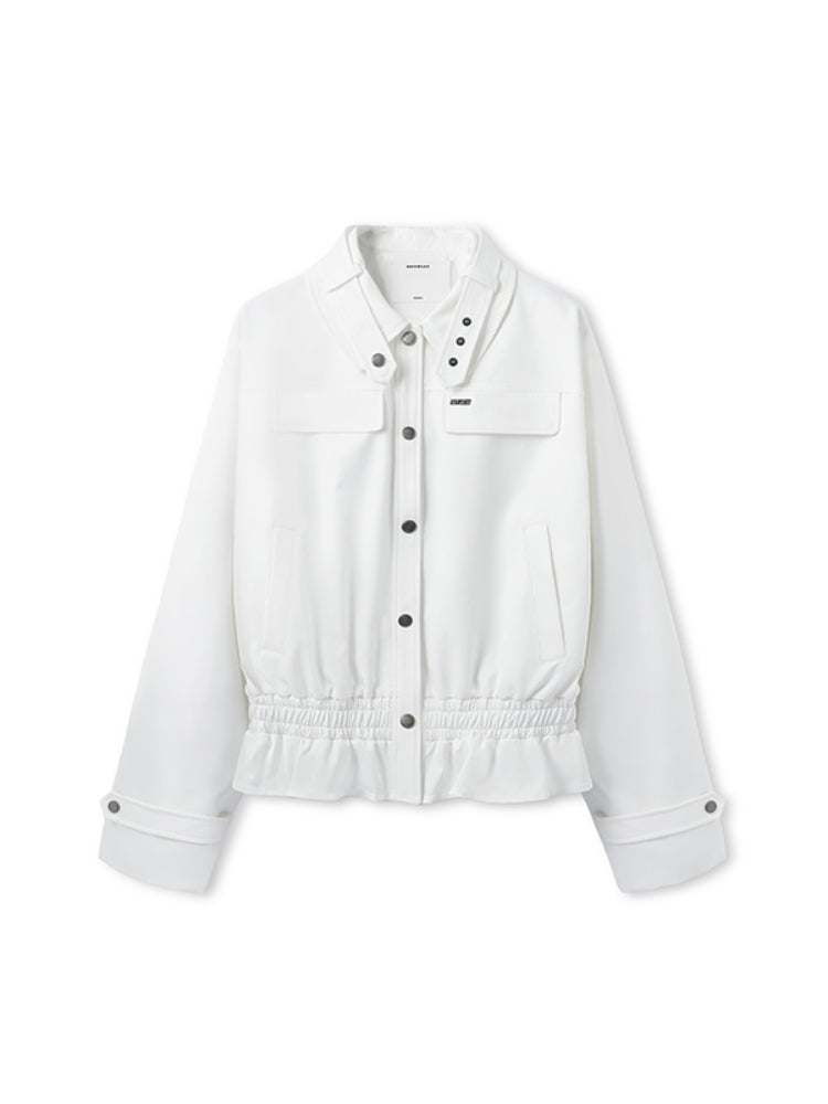 Fine Twill Wrinkle-Resistant Hem Pleated Silhouette Coat