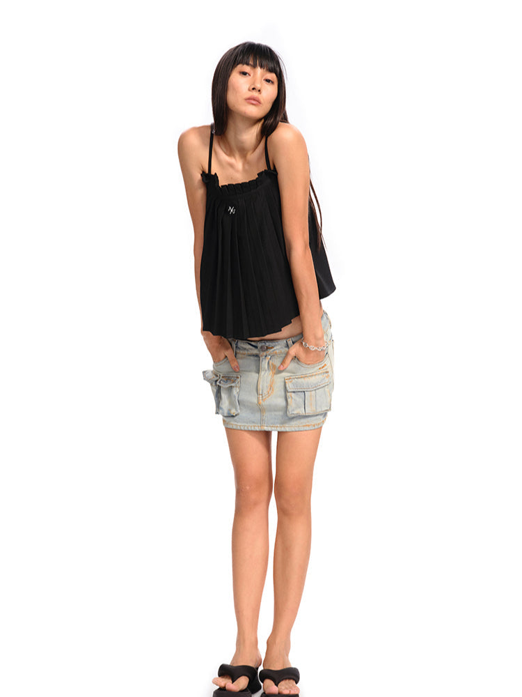 Accordion Pleated A-Line Loose Vest Sling