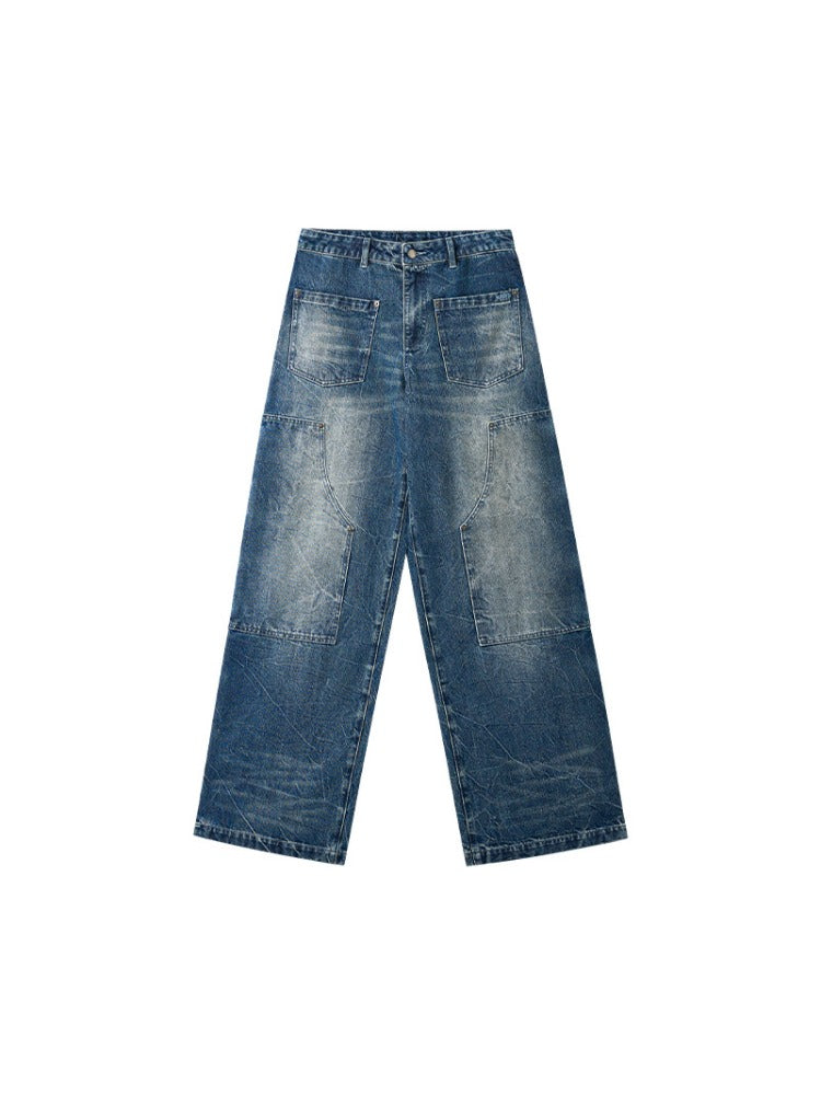 "Wasteland" Vintage Washed Wide-Leg Jeans