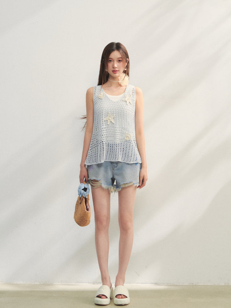 Pearl Crochet Hollow Vest Camisole