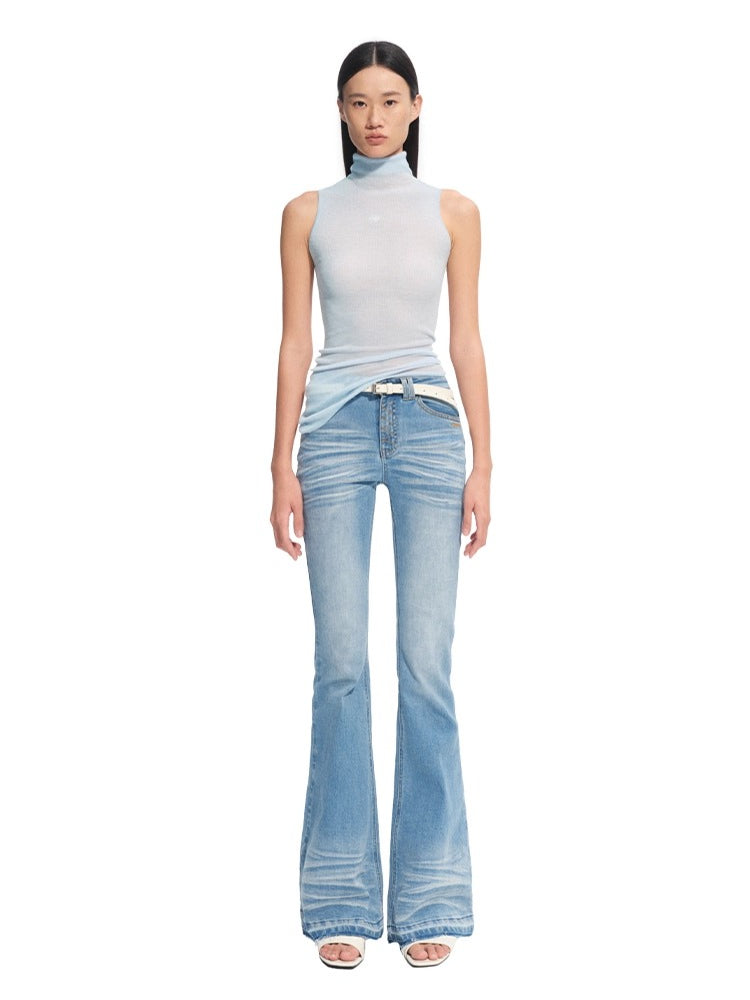 Wool Asymmetrical Turtleneck Blouse