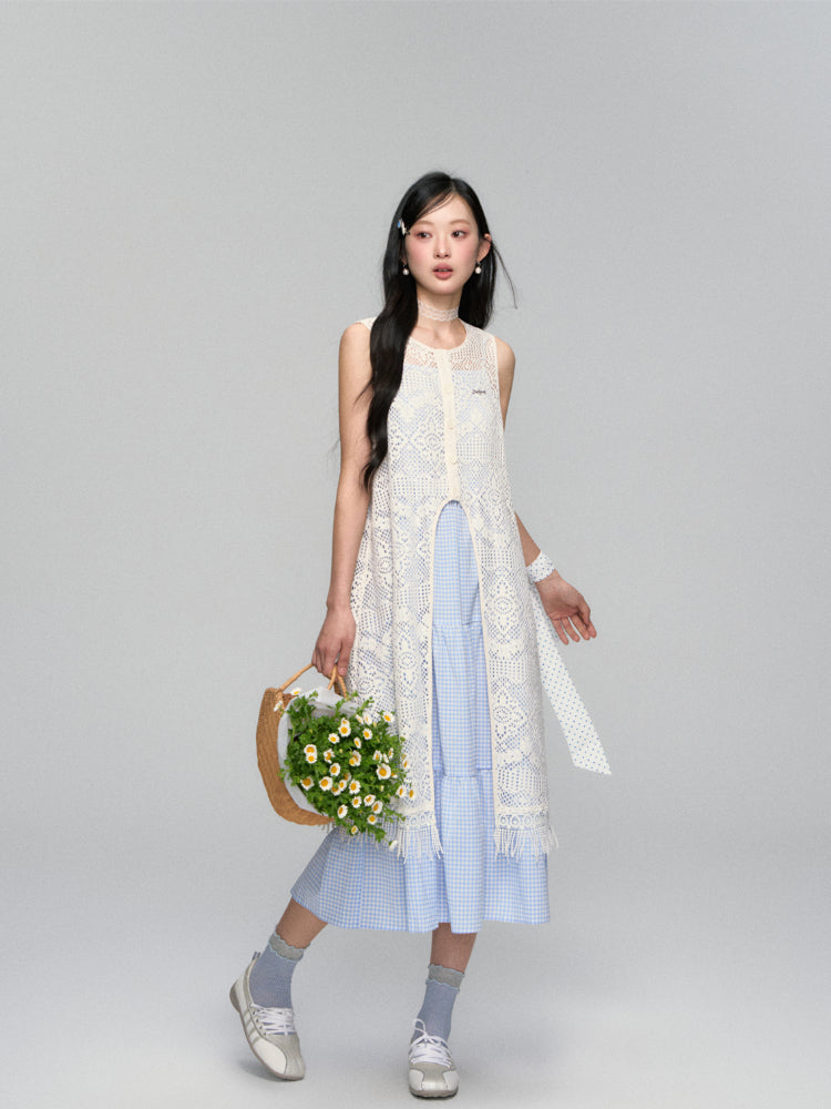 Tassel Contrast Color Dress Set