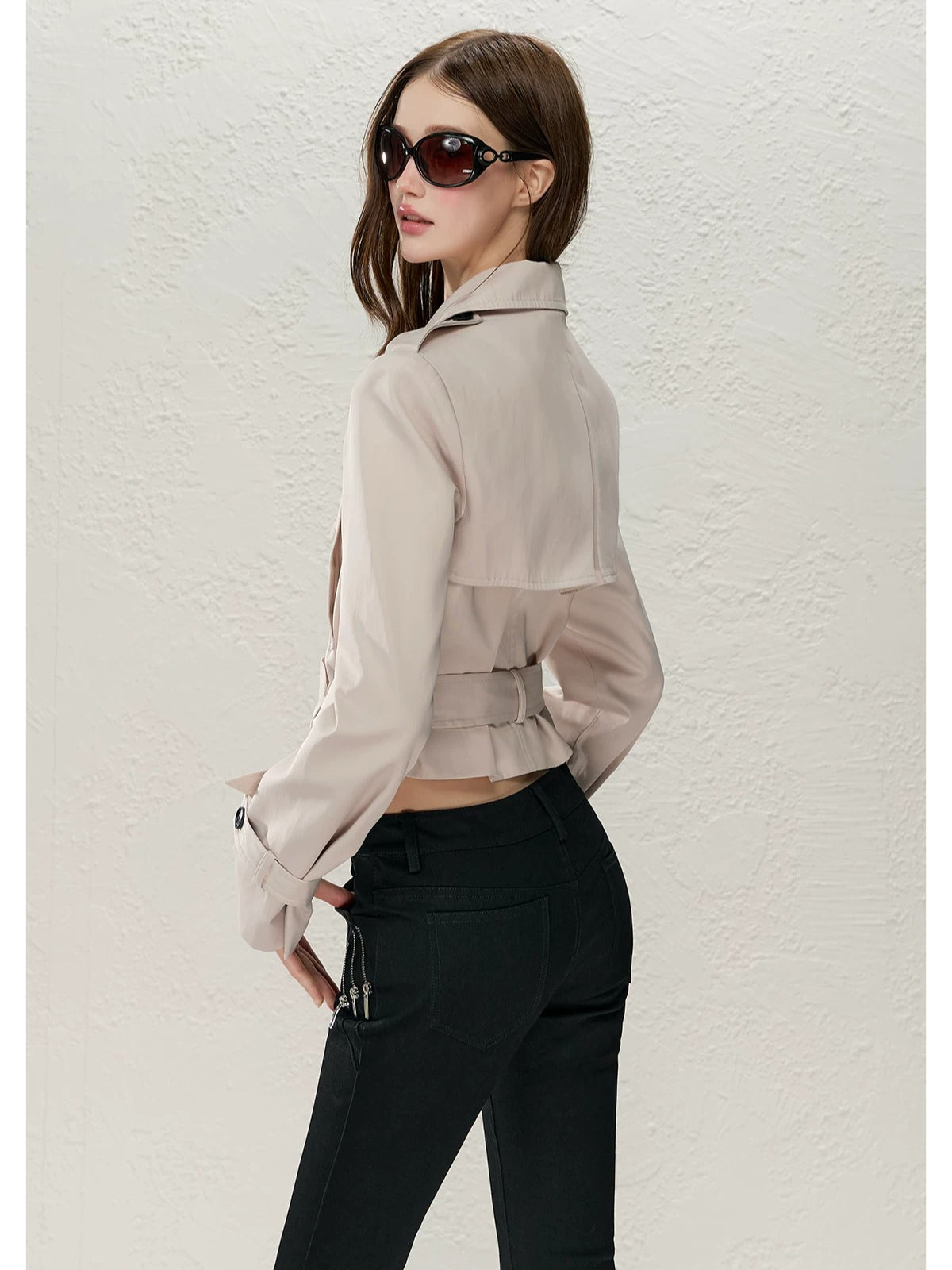 Cropped Belted Trench Coat