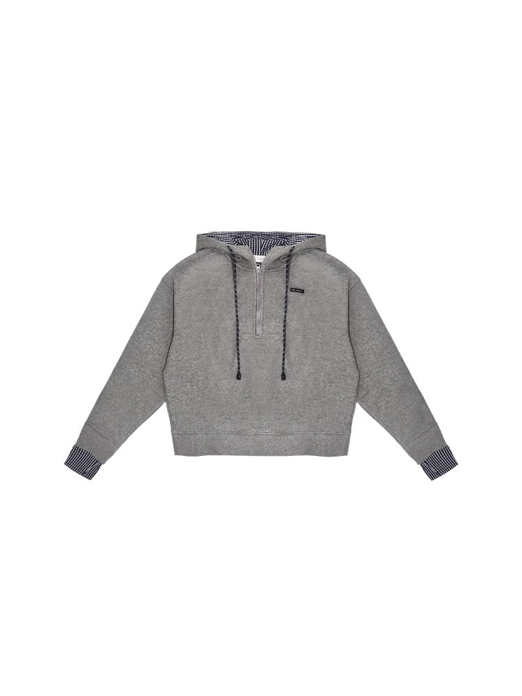 American College Style Plaid Hoodie