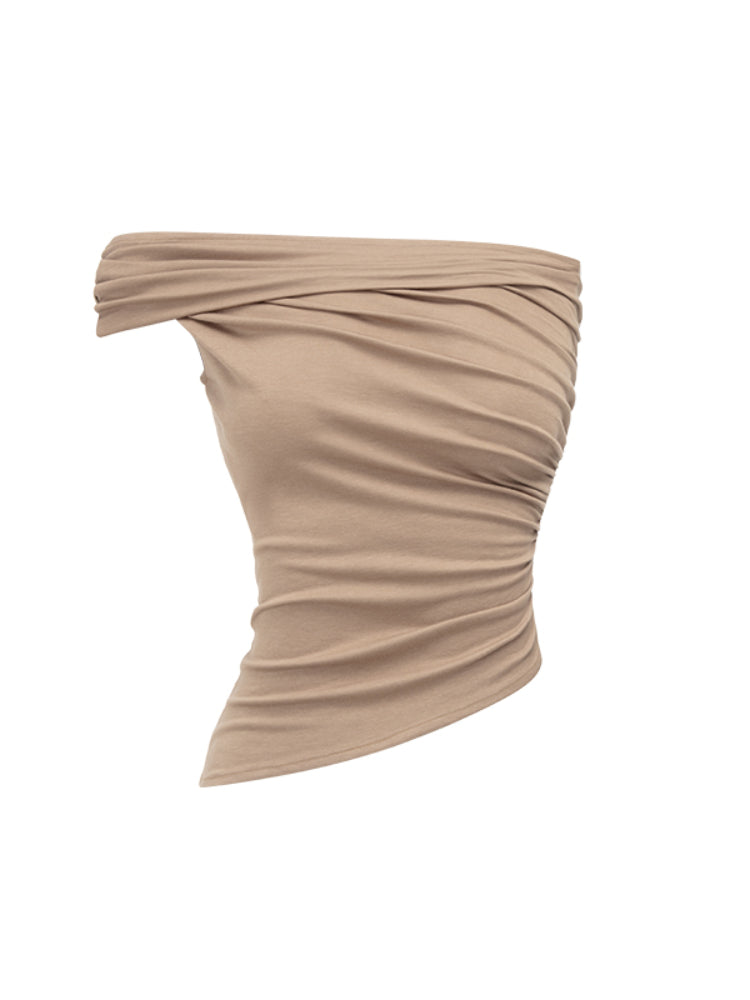 Irregular Multi-Wear Ruched Acetate T-Shirt