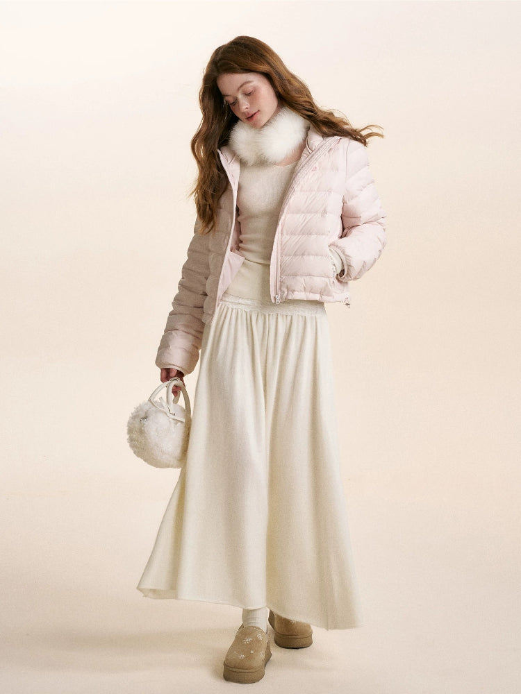 Hooded Ribbed Down Jacket