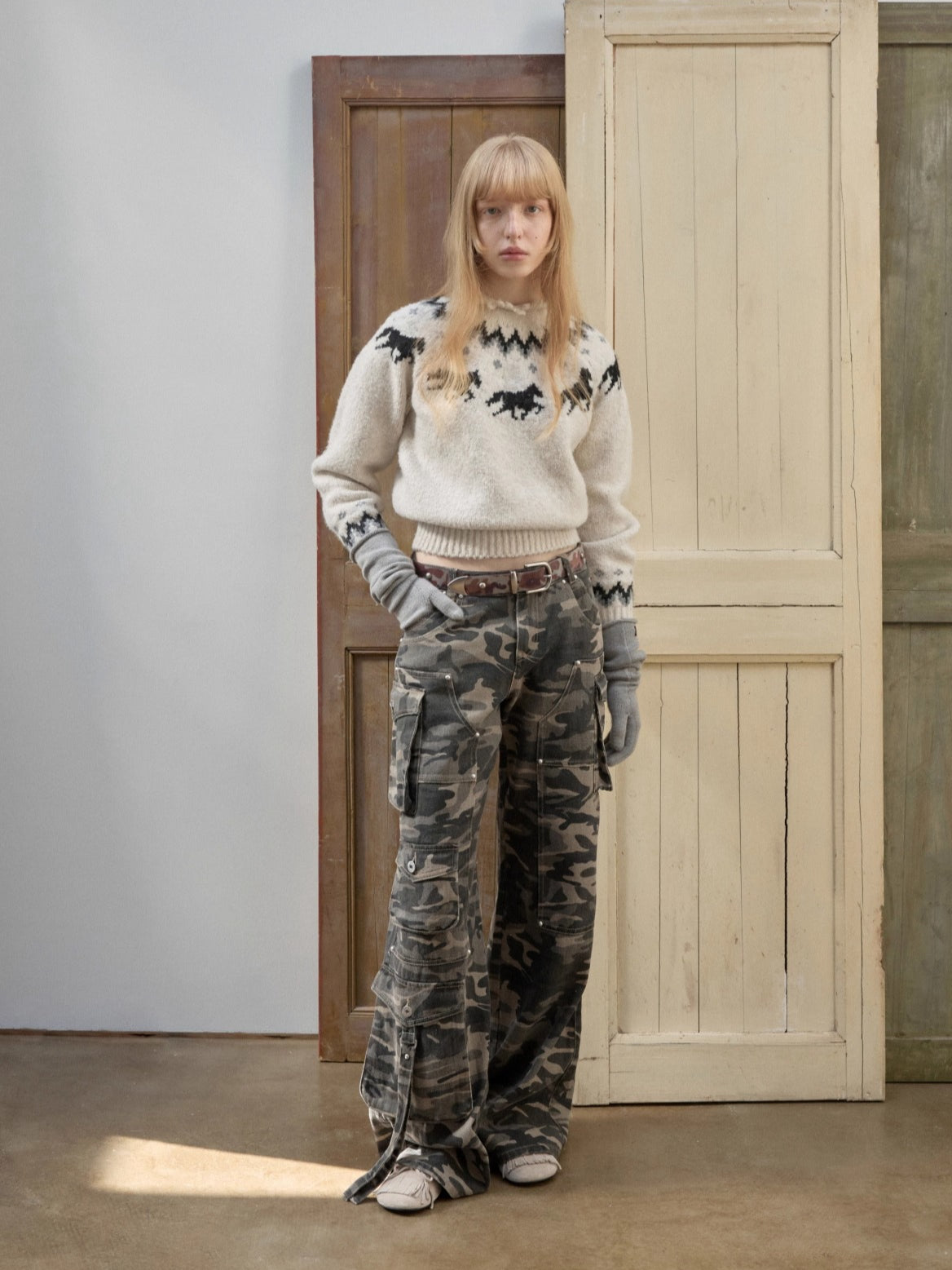 Fair Isle Pony Jacquard Chunky Knit Sweater