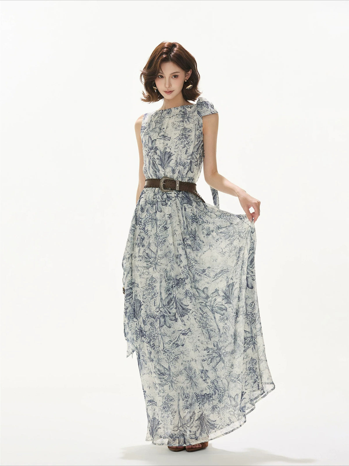 Forest Print Chiffon Dress