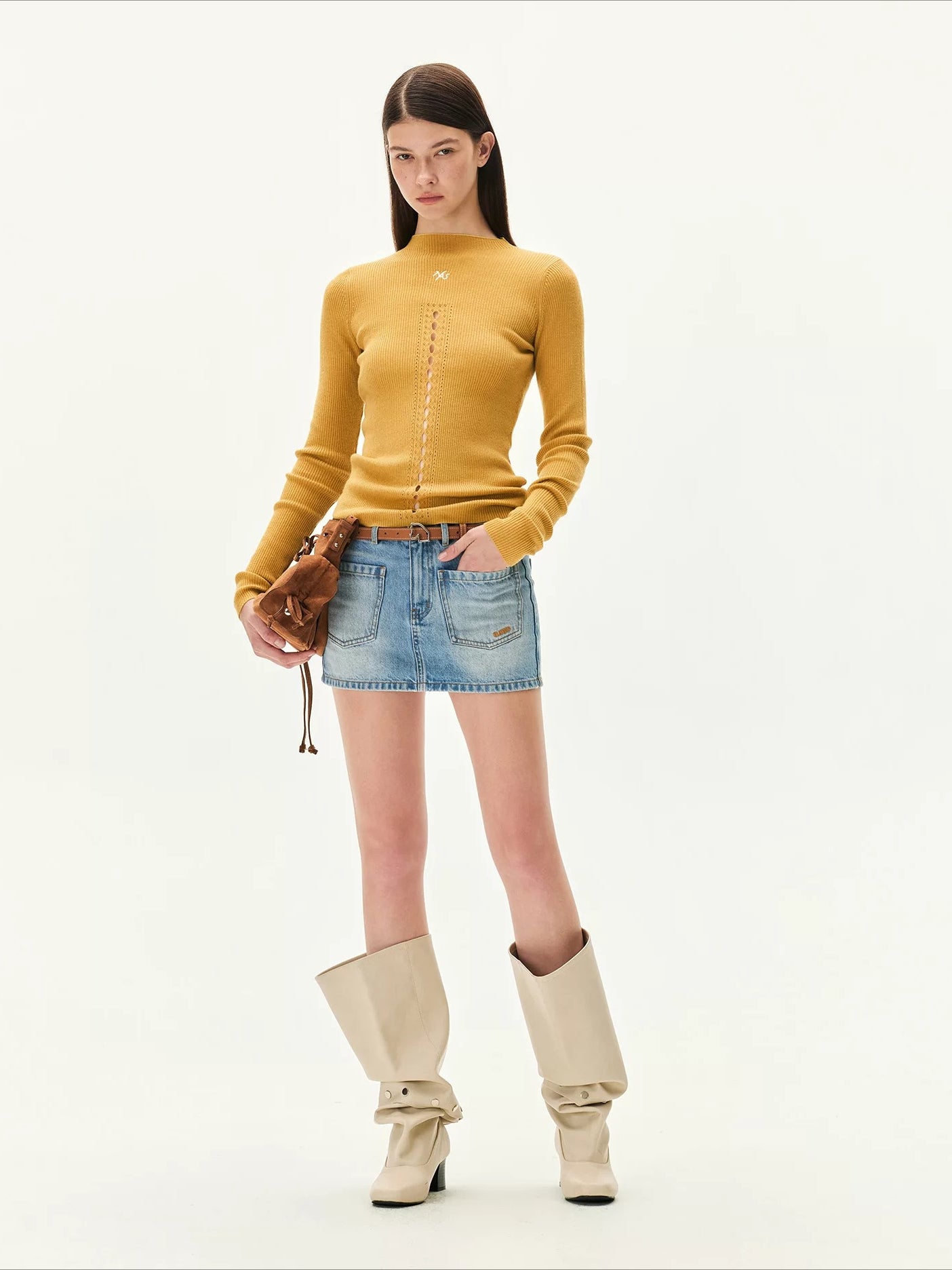 Ballet Cutout Ribbed Knit Top