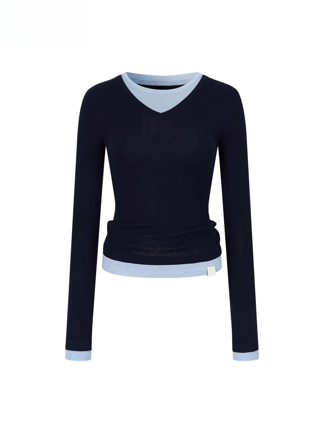 Contrast V-Neck Knit Top