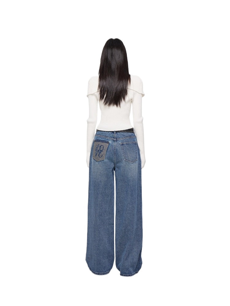 Heart Denim Wide-Leg Pants
